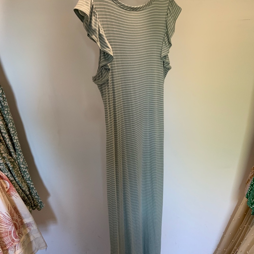 Livi by Olivia Rae green striped sleeveless dress